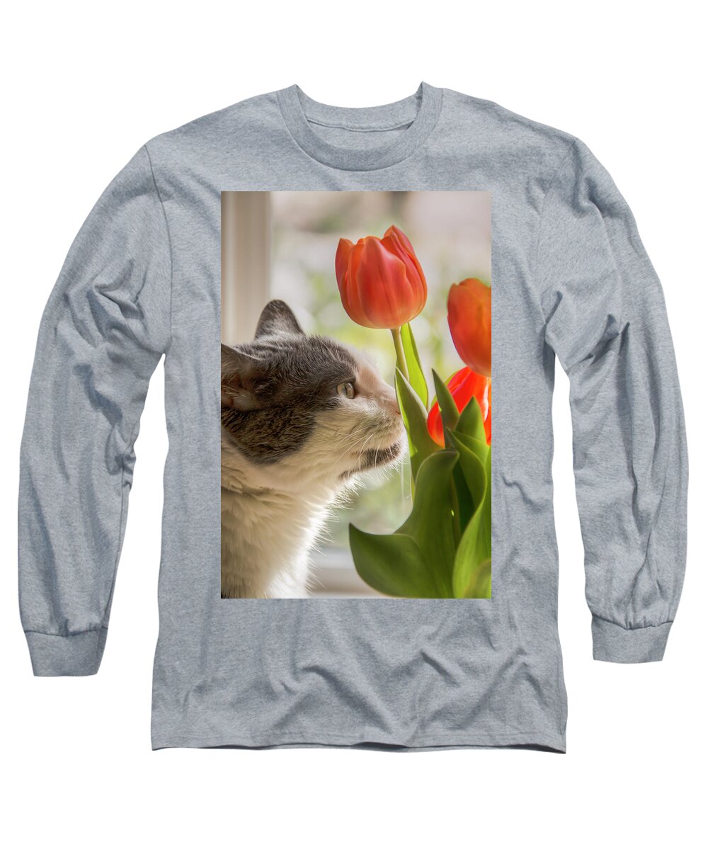 Cat Long Sleeve T-Shirt featuring the photograph Emma's Window by Kristina Rinell