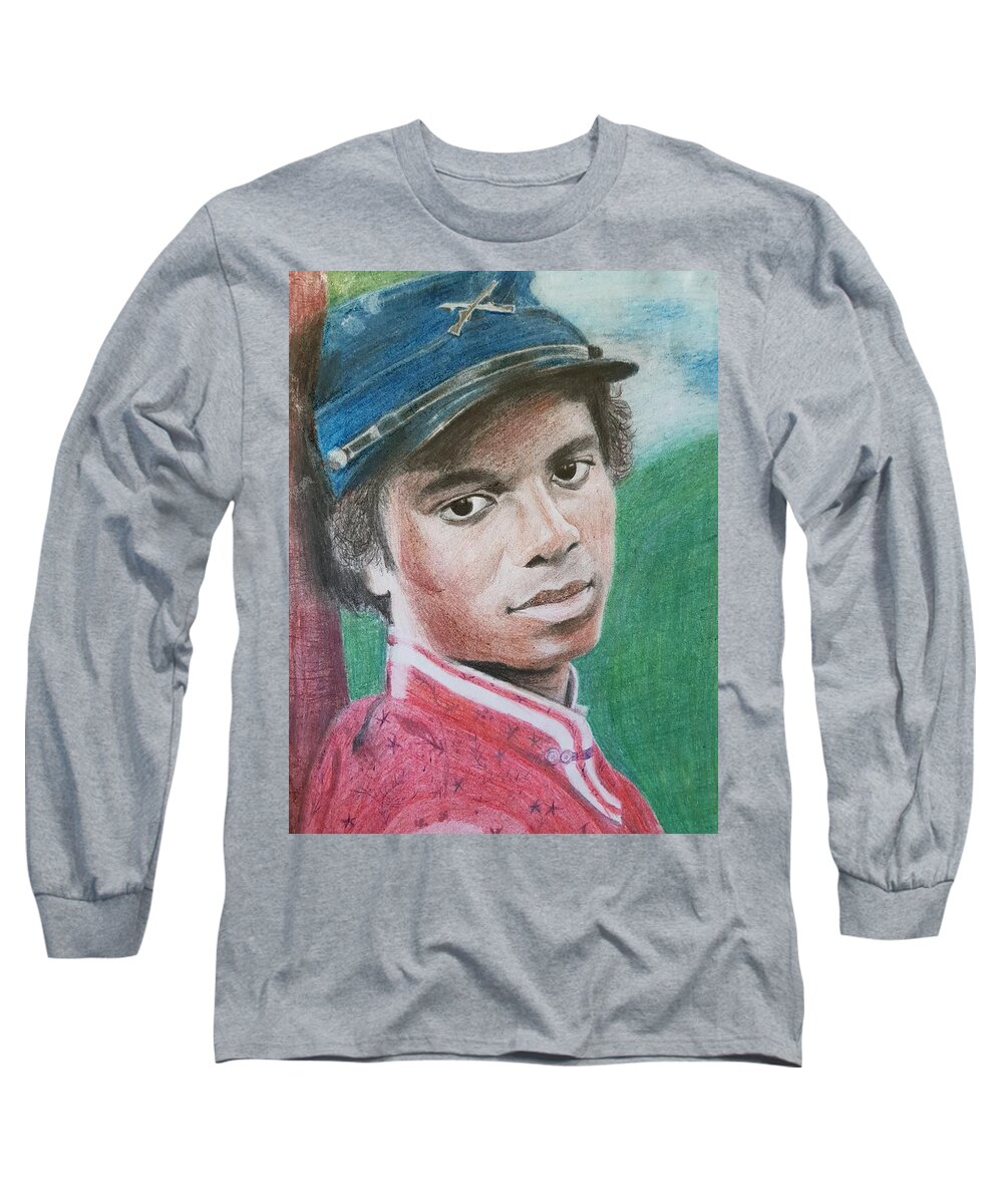 Michael Jackson Long Sleeve T-Shirt featuring the drawing Empathetic by Cassy Allsworth