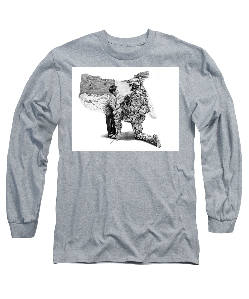 Empty Pockets Long Sleeve T-Shirt featuring the drawing Empty Pockets by Peter Piatt