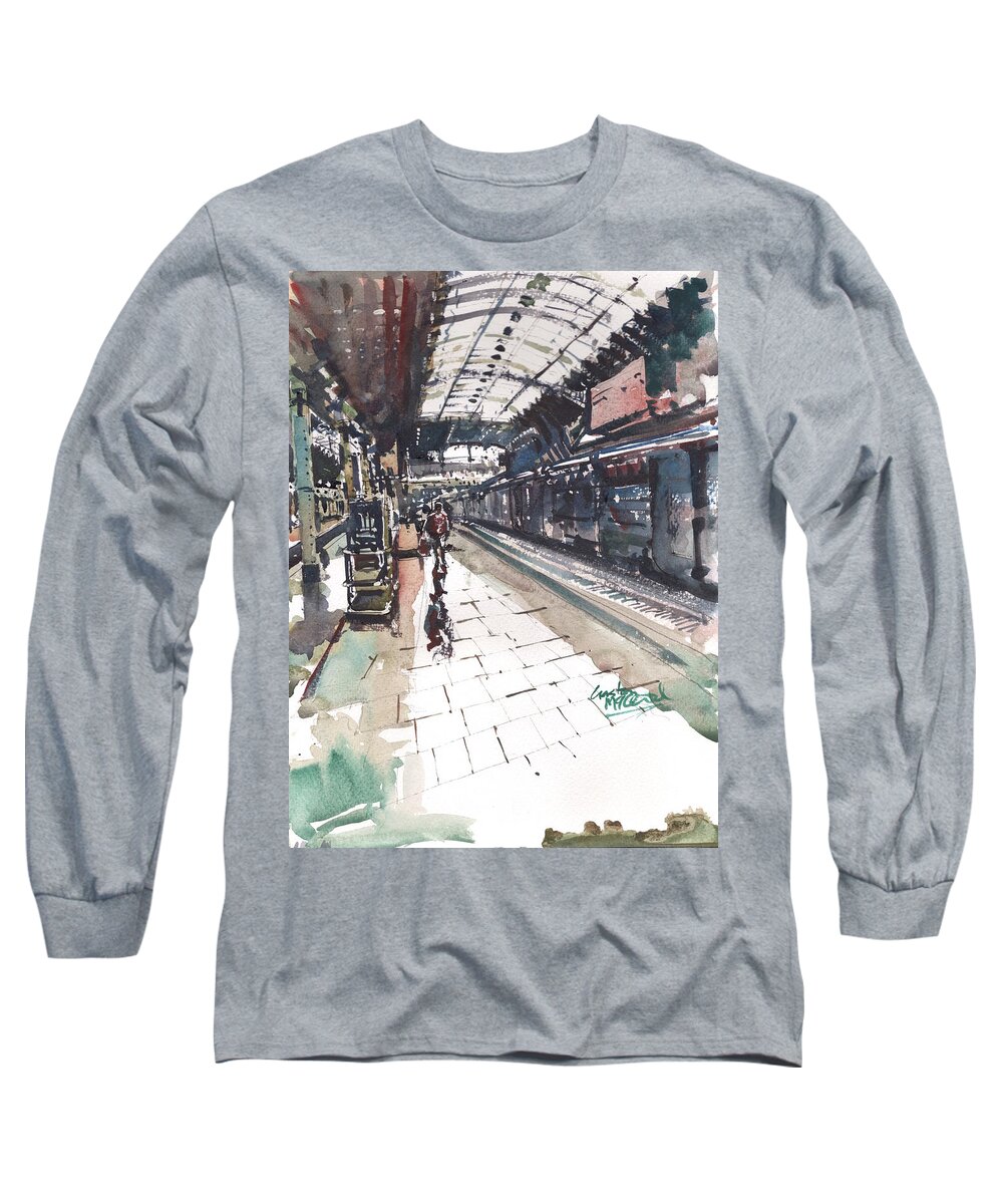 Railways Long Sleeve T-Shirt featuring the painting End of the line by Gaston McKenzie