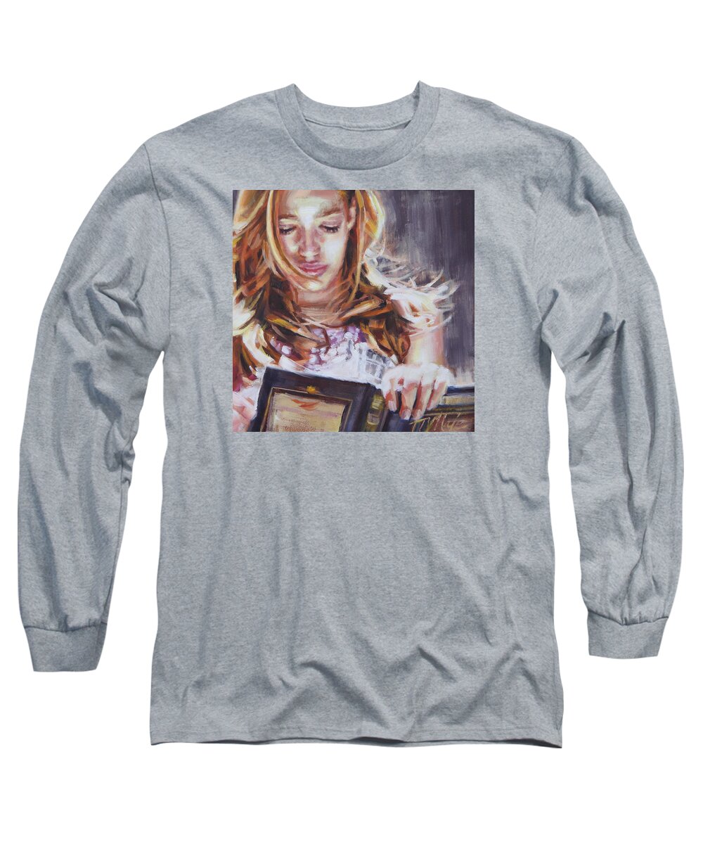 Girl Long Sleeve T-Shirt featuring the painting Escape by Tracy Male
