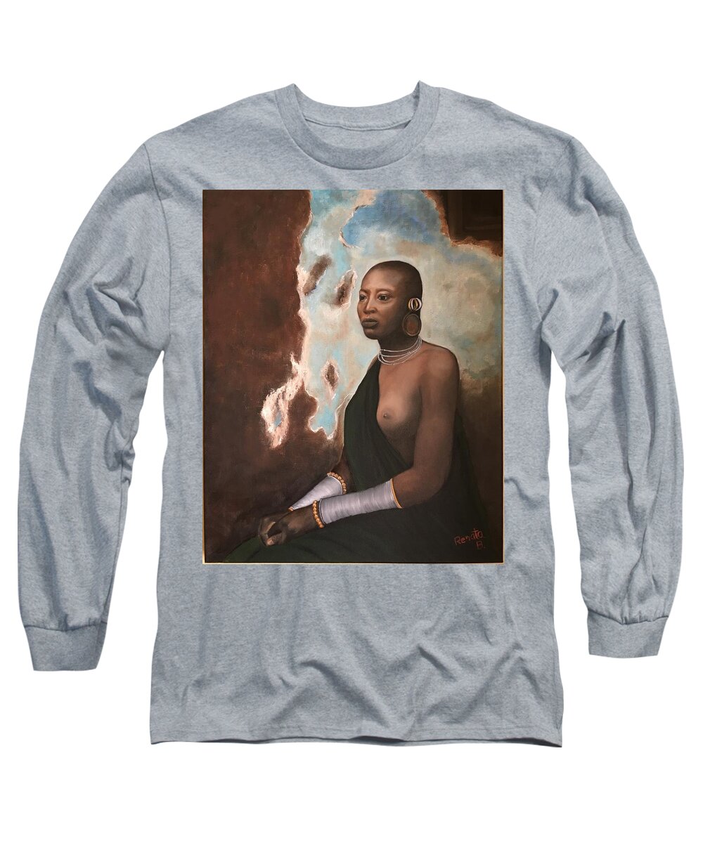  Long Sleeve T-Shirt featuring the painting Ethiopian Beauty by Renata Bosnjak