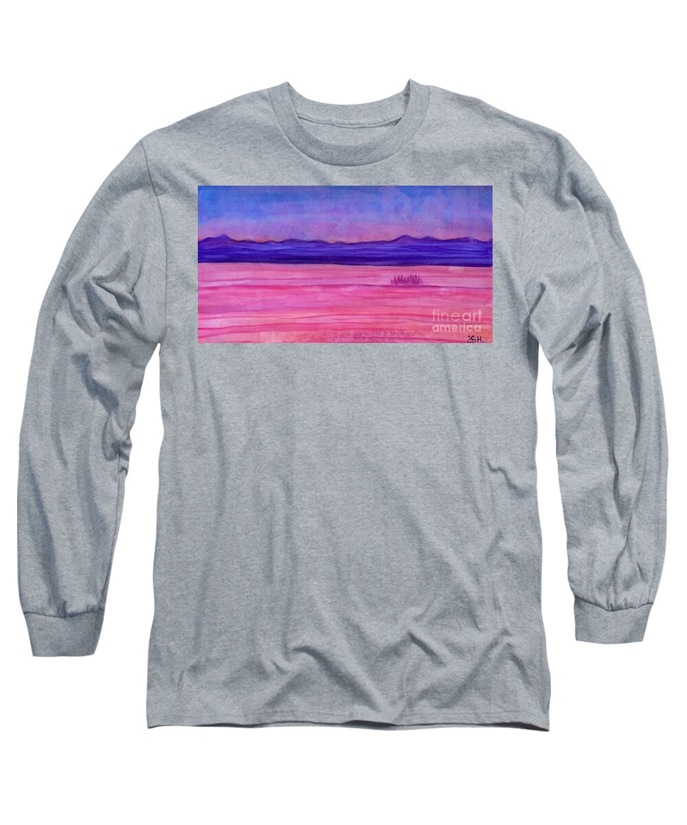 Landscape Long Sleeve T-Shirt featuring the painting Evening trip by Wonju Hulse