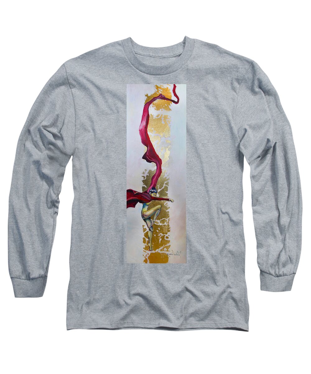 Dance Long Sleeve T-Shirt featuring the painting Exhale. by Ksenia VanderHoff