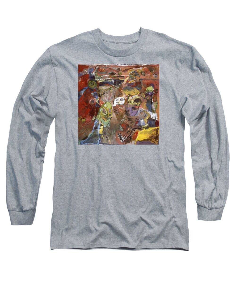 Painting Long Sleeve T-Shirt featuring the painting Faces by Richard Baron