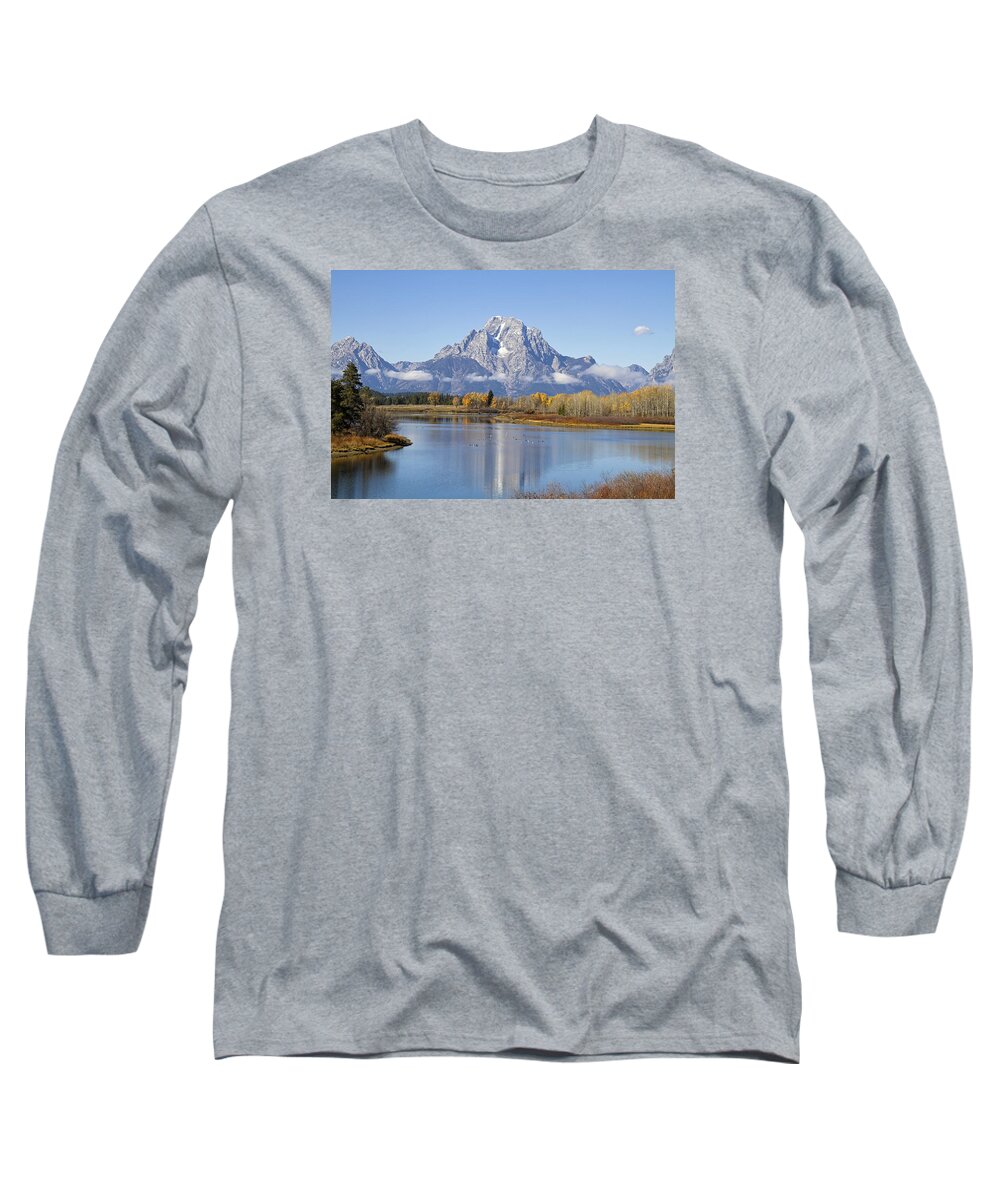 Tetons Long Sleeve T-Shirt featuring the photograph Fall at Teton -1 by Shirley Mitchell