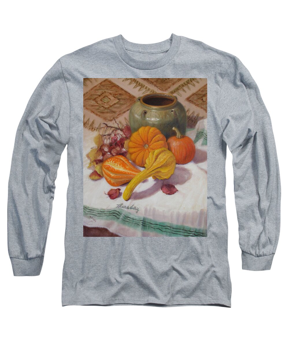 Realism Long Sleeve T-Shirt featuring the painting Fall Harvest #5 by Donelli DiMaria