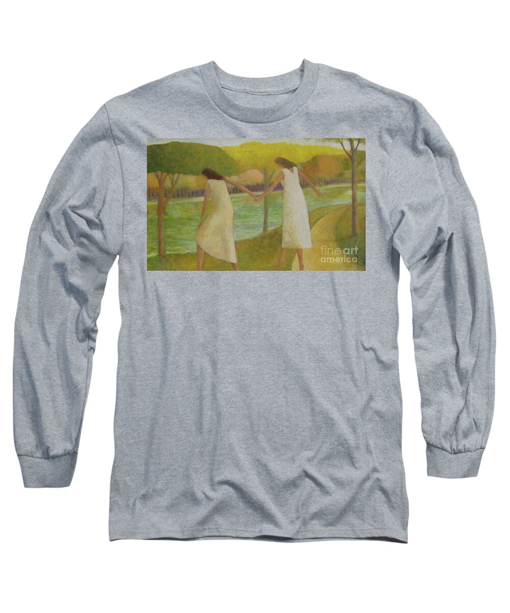 River Long Sleeve T-Shirt featuring the painting Fall River by Glenn Quist