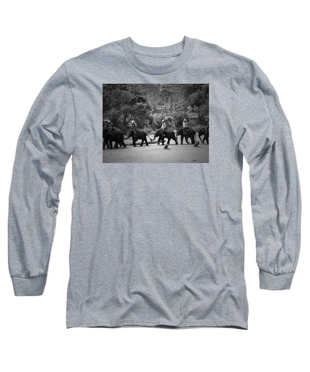 Elephants Long Sleeve T-Shirt featuring the photograph Family by Julita Pietrzyk