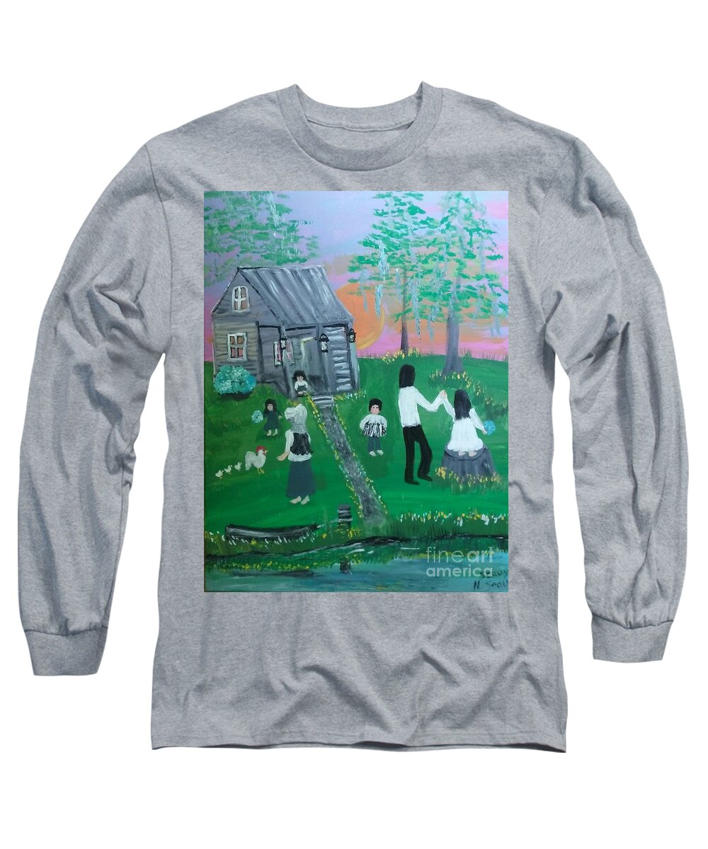 Father's Day Waltz Long Sleeve T-Shirt featuring the painting Fathers Day Waltz by Seaux-N-Seau Soileau