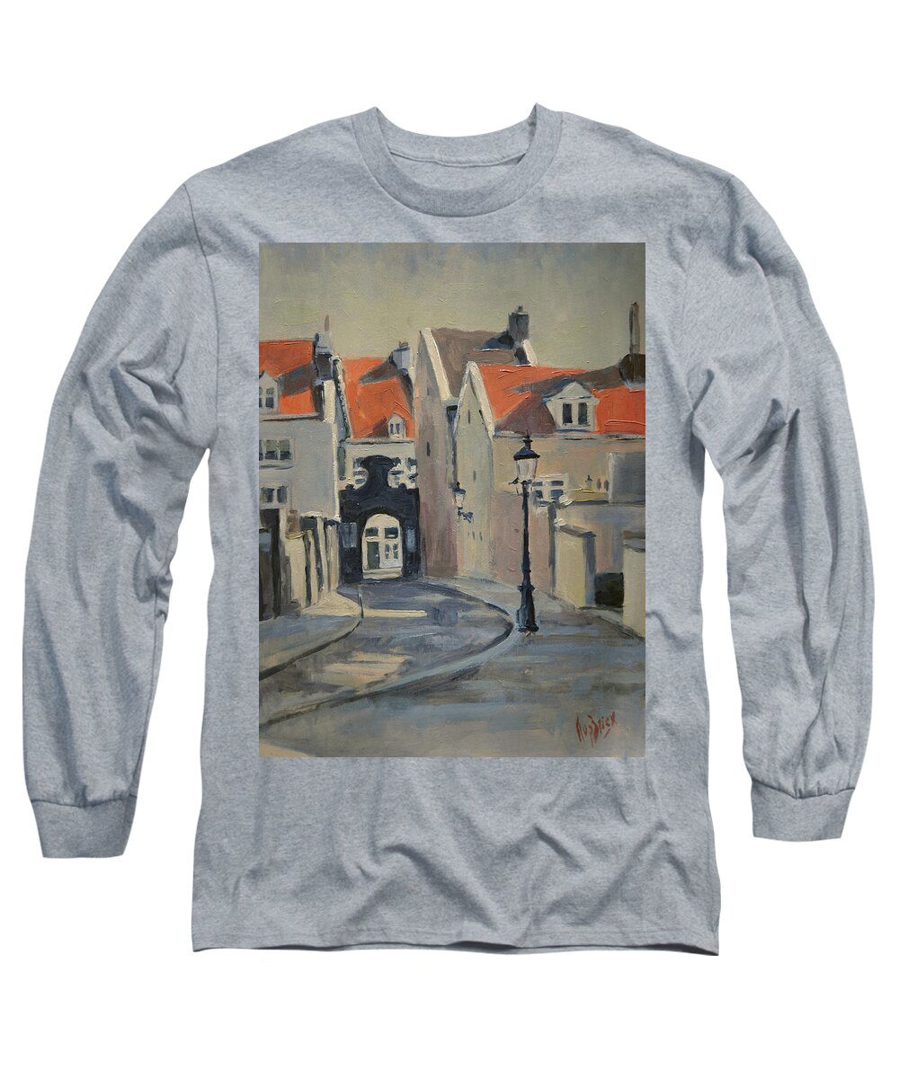 Gate Long Sleeve T-Shirt featuring the painting Fathers Gate Maastricht by Nop Briex