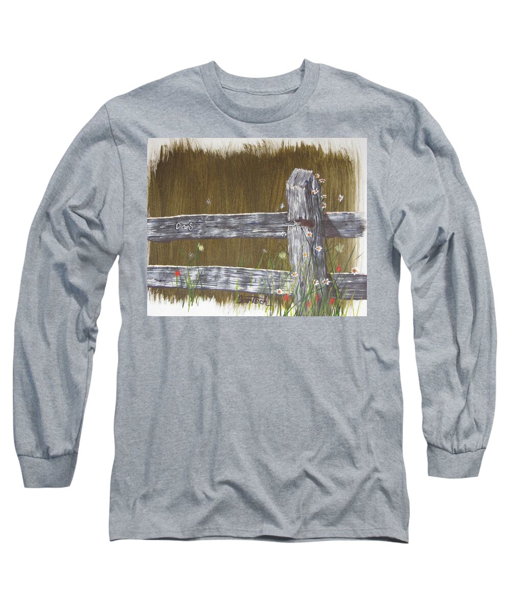 Acrylics Long Sleeve T-Shirt featuring the painting Fence D and S by David Bartsch