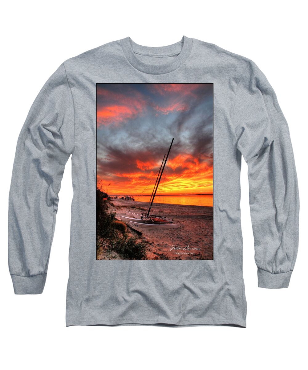 Sunset Long Sleeve T-Shirt featuring the photograph Fiery Sunset by John Loreaux