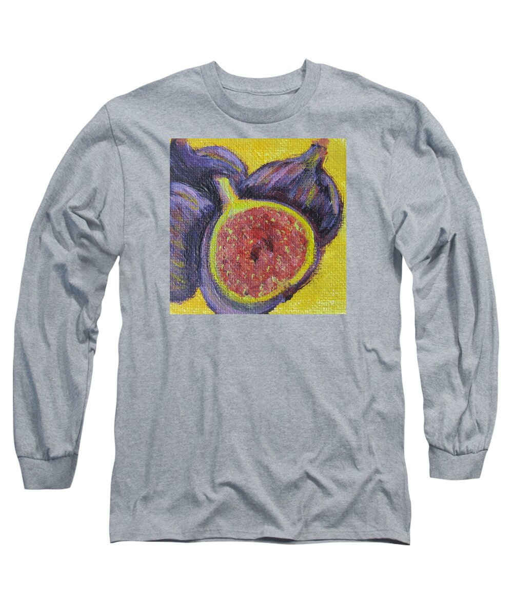 Fig Long Sleeve T-Shirt featuring the painting Four Figs by Laurie Morgan
