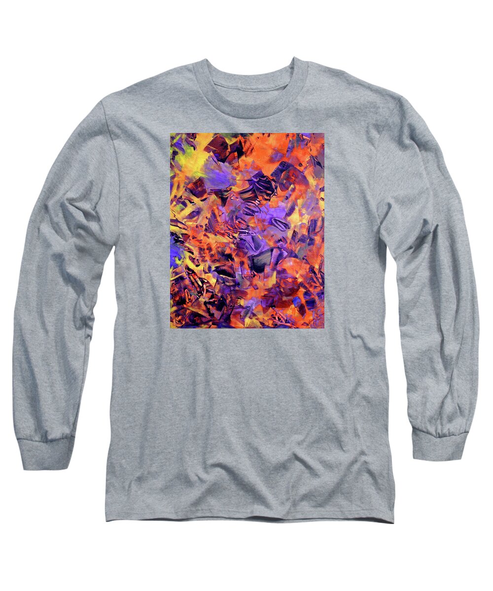 Abstract Long Sleeve T-Shirt featuring the painting Firestorm by Lynda Lehmann