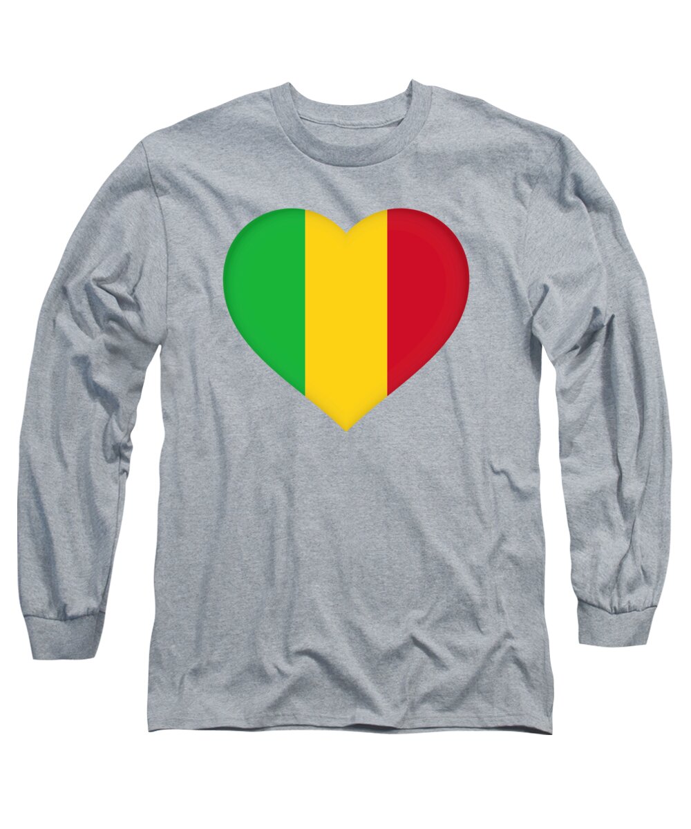 Africa Long Sleeve T-Shirt featuring the digital art Flag of Mali Heart by Roy Pedersen