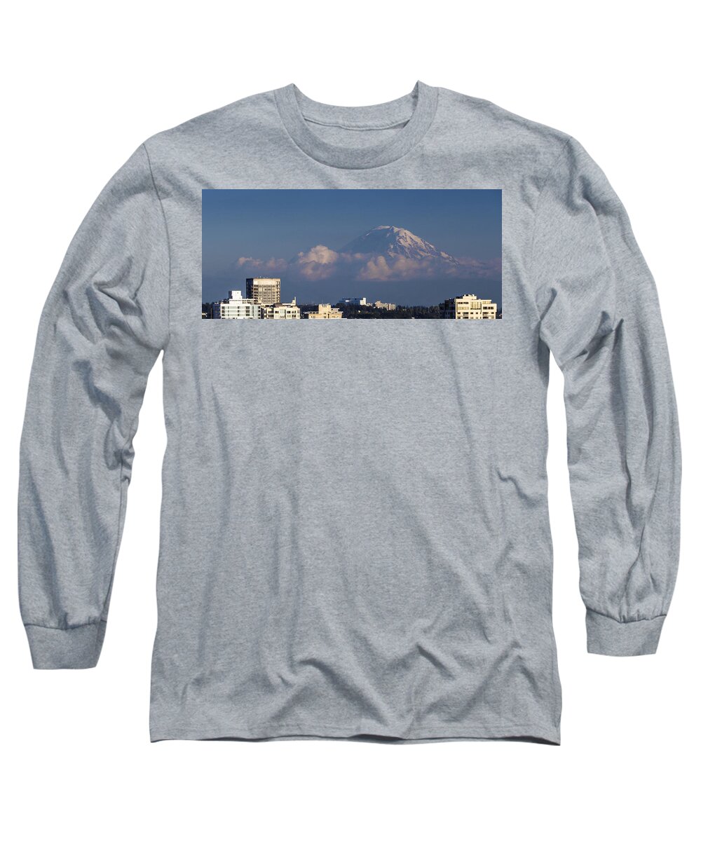 Seattle Long Sleeve T-Shirt featuring the photograph Floating Mountain by Ed Clark