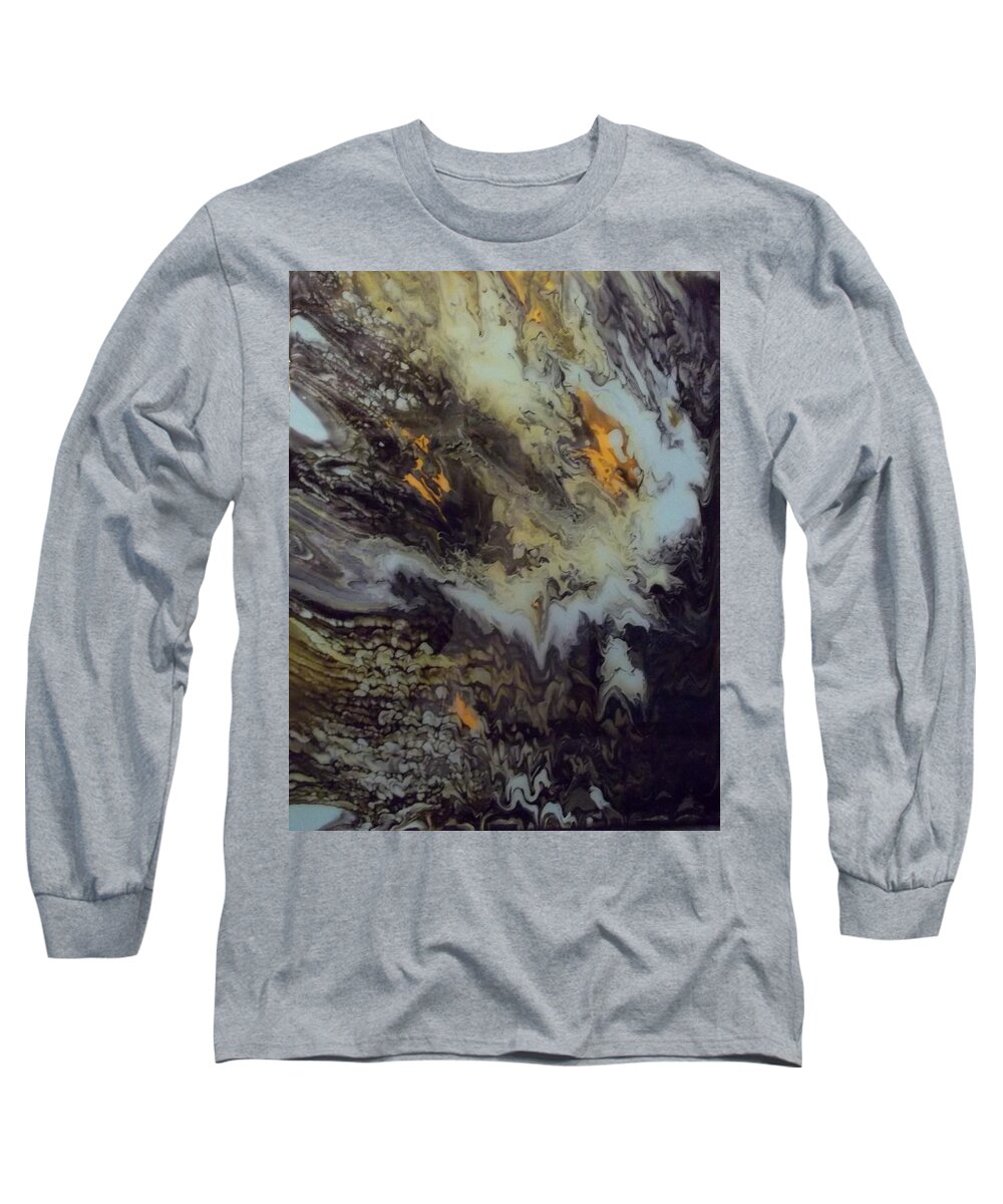 Abstract Long Sleeve T-Shirt featuring the mixed media Flow by Stephen King