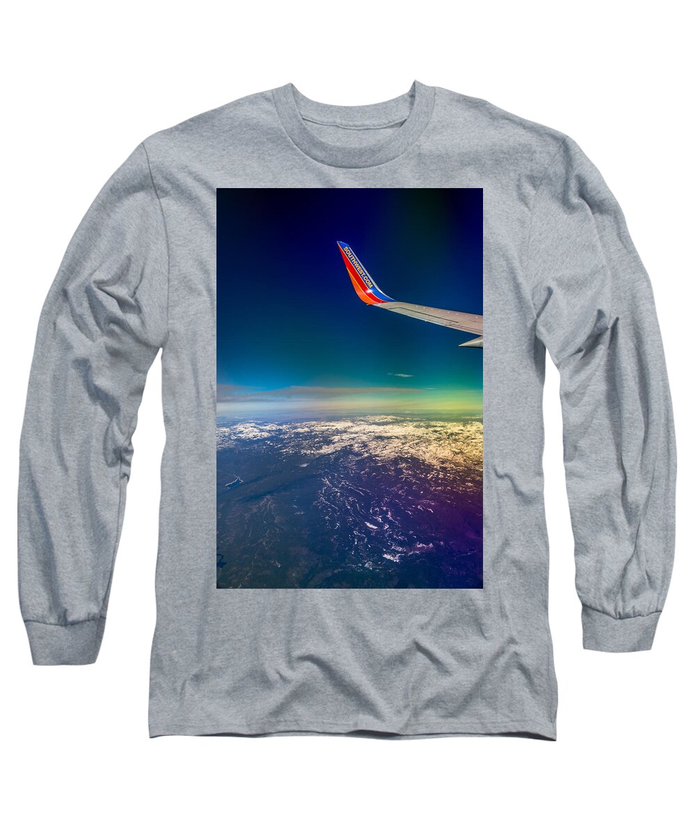 Airplane Long Sleeve T-Shirt featuring the photograph Flying High by Marnie Patchett