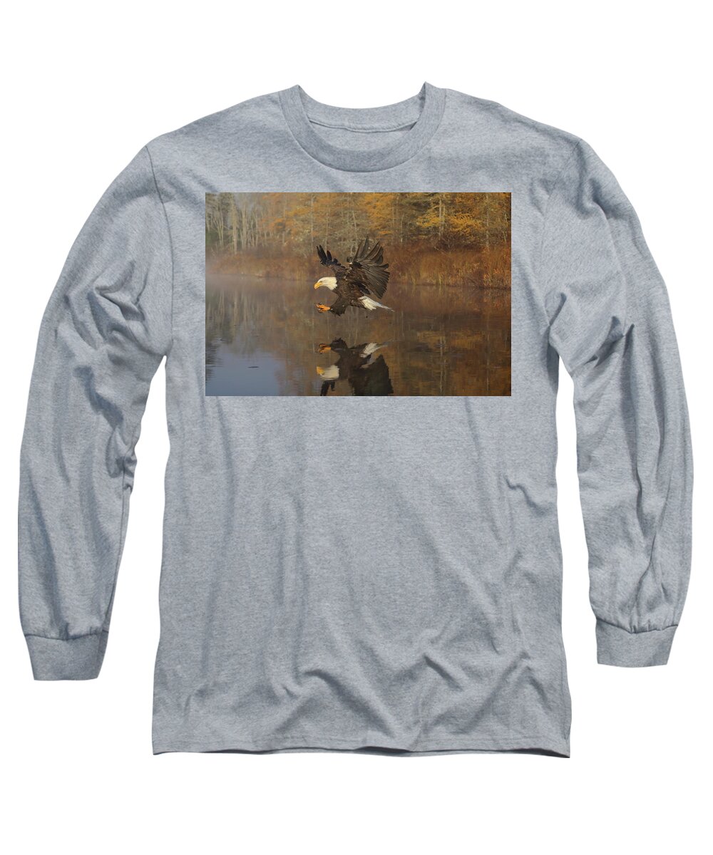 Eagle Long Sleeve T-Shirt featuring the photograph Foggy Morning Fishing by Duane Cross