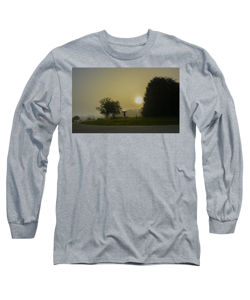 Sunrise Long Sleeve T-Shirt featuring the photograph Foggy Sunrise by Metaphor Photo