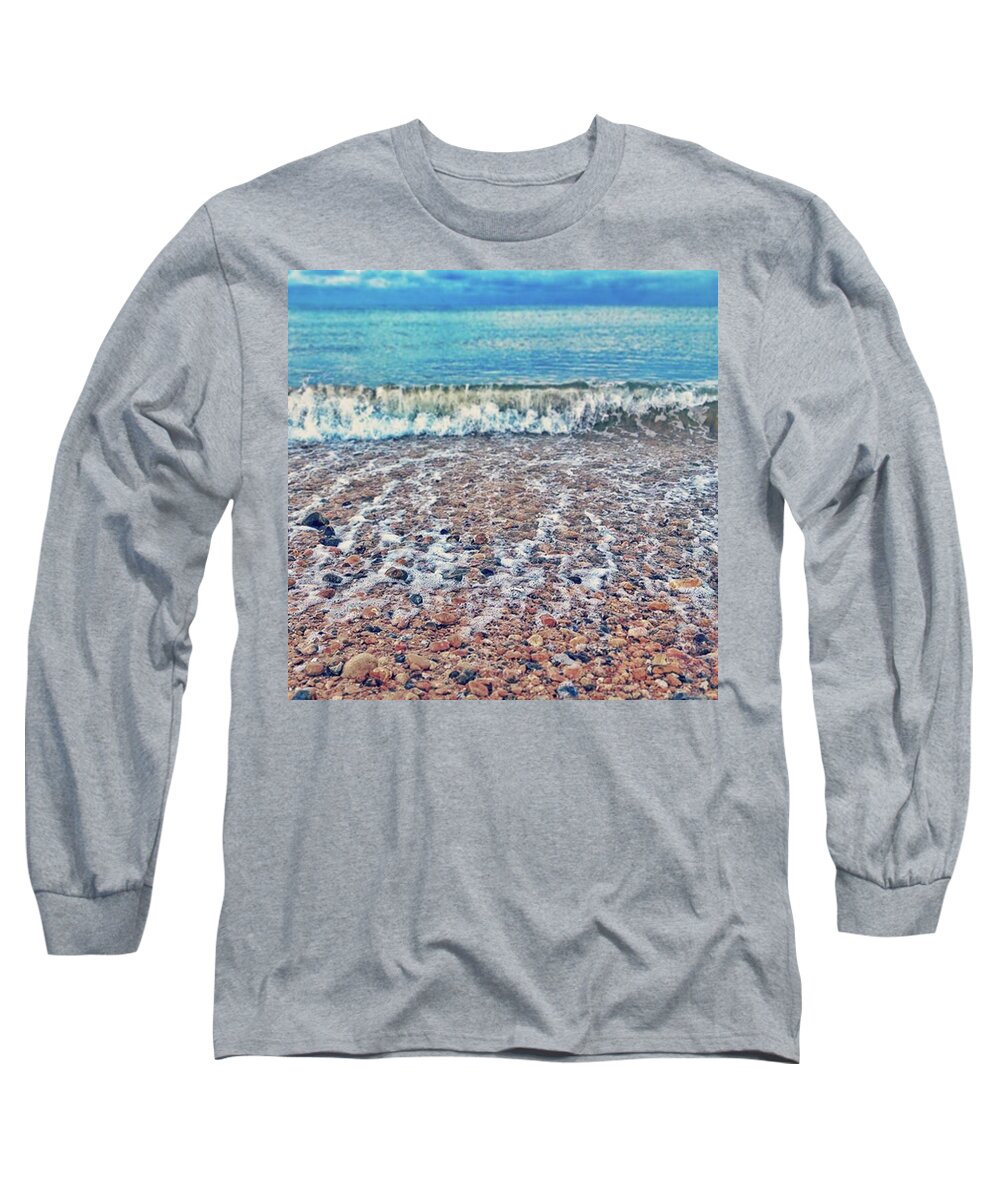 Spontaneoustrip Long Sleeve T-Shirt featuring the photograph •folkestone• #beach #pebblebeach by Tai Lacroix