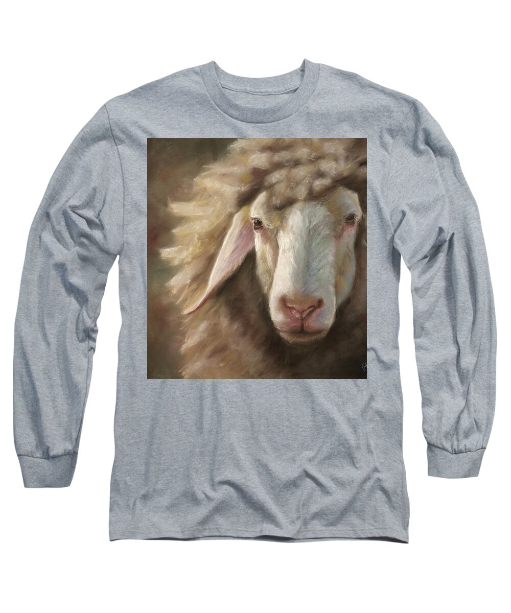 Sheep Long Sleeve T-Shirt featuring the pastel Follower by Kirsty Rebecca