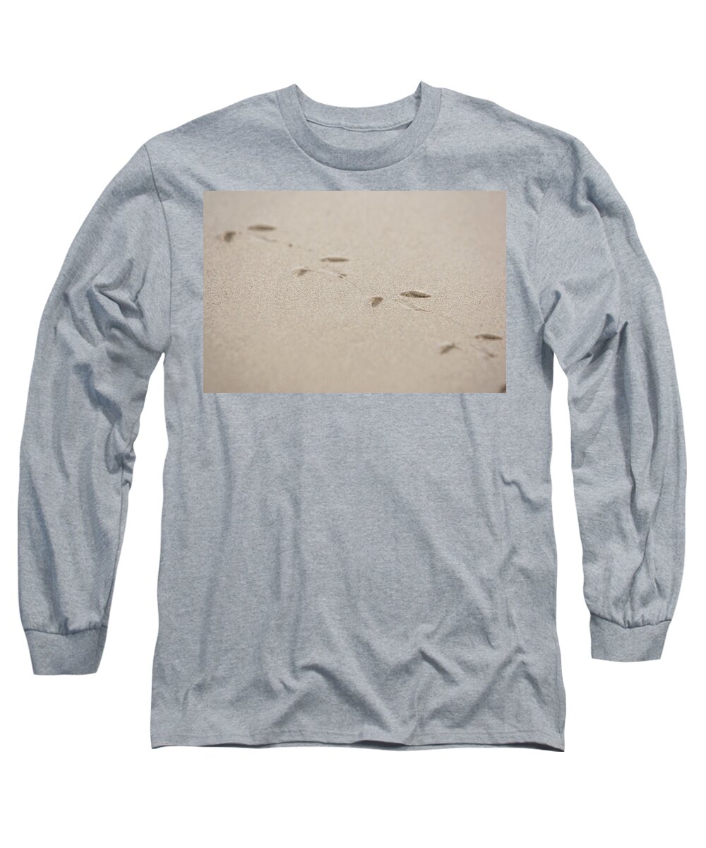 Sand Long Sleeve T-Shirt featuring the photograph Foot prints in the sand by Jason Hughes
