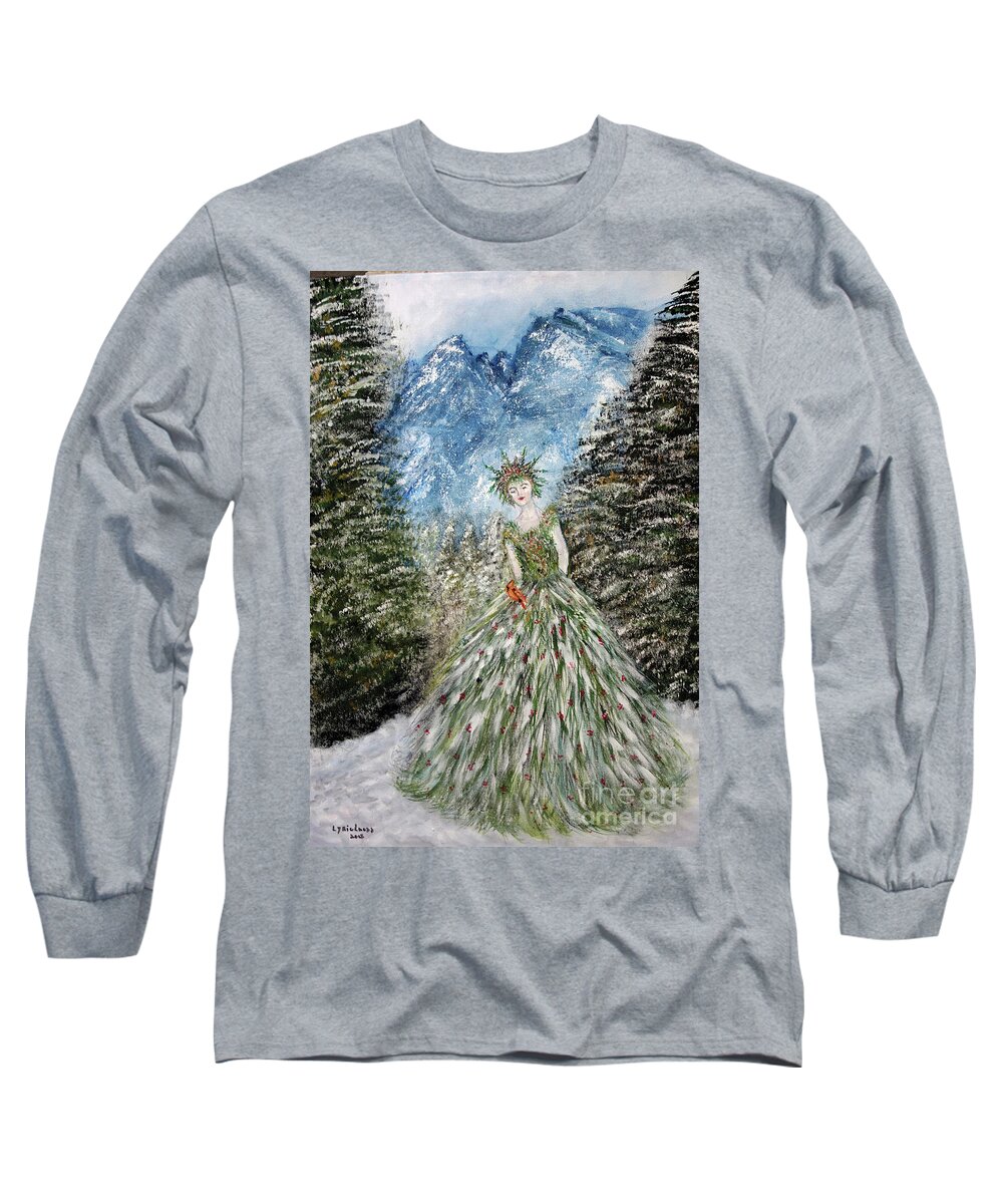 Fantasy Long Sleeve T-Shirt featuring the painting Forest Princess by Lyric Lucas
