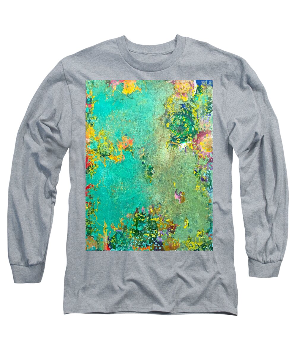 Abstract Long Sleeve T-Shirt featuring the painting Deep Forest by Wonju Hulse