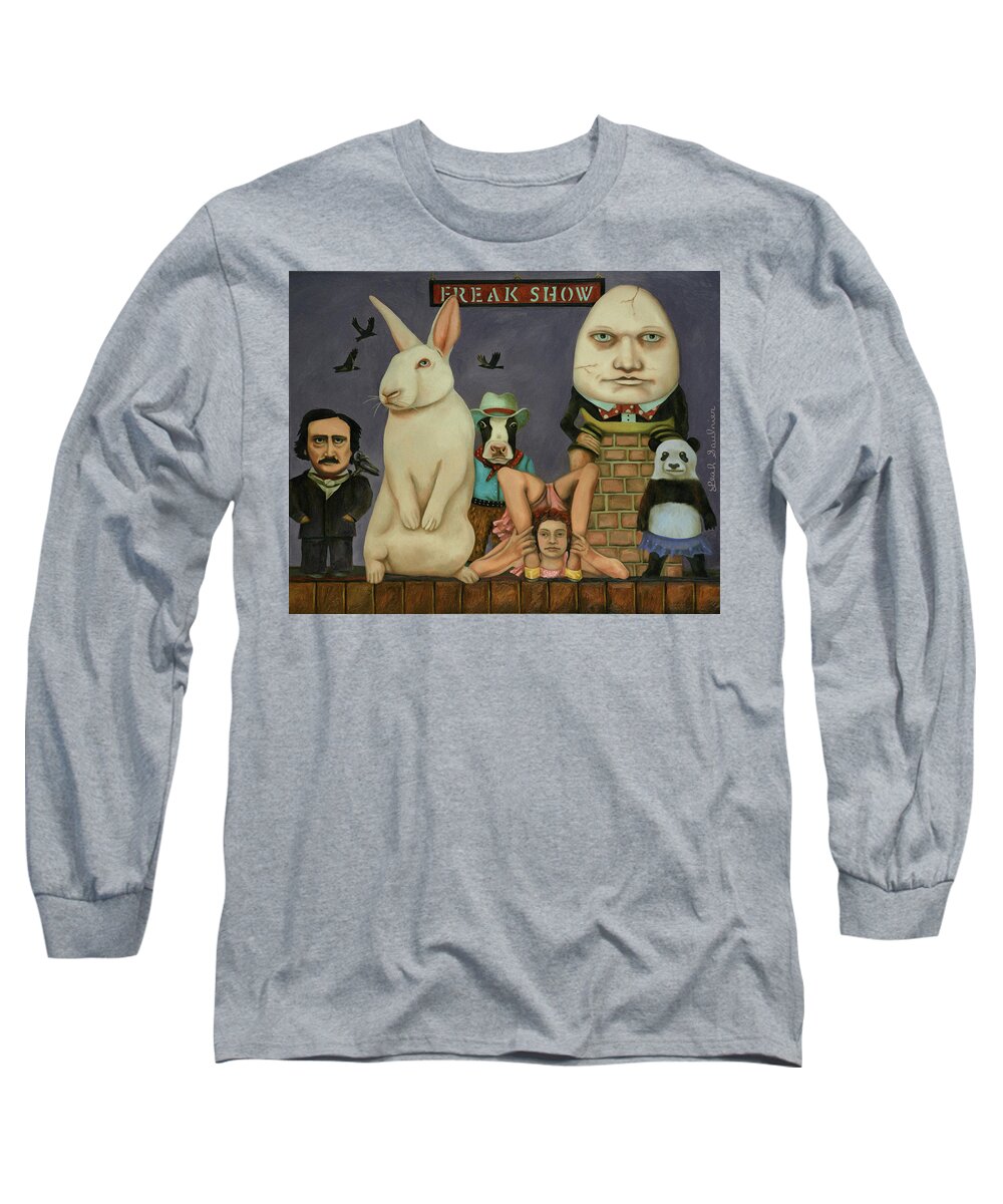 Edgar Allan Poe Long Sleeve T-Shirt featuring the painting Freak Show by Leah Saulnier The Painting Maniac