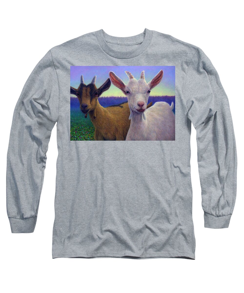Goats Long Sleeve T-Shirt featuring the painting Friends by James W Johnson