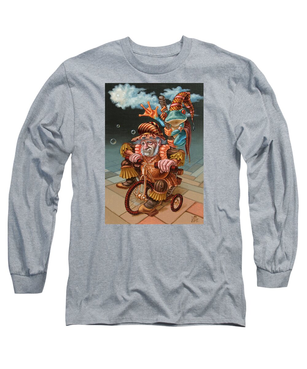 Frog Long Sleeve T-Shirt featuring the painting Froggy Circus by Victor Molev