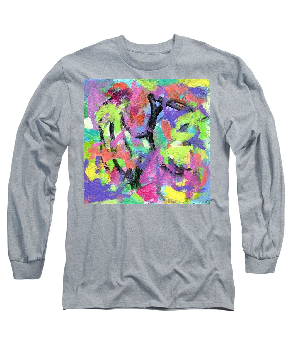 Acrylic Long Sleeve T-Shirt featuring the painting Garden Song 2 by Marcy Brennan