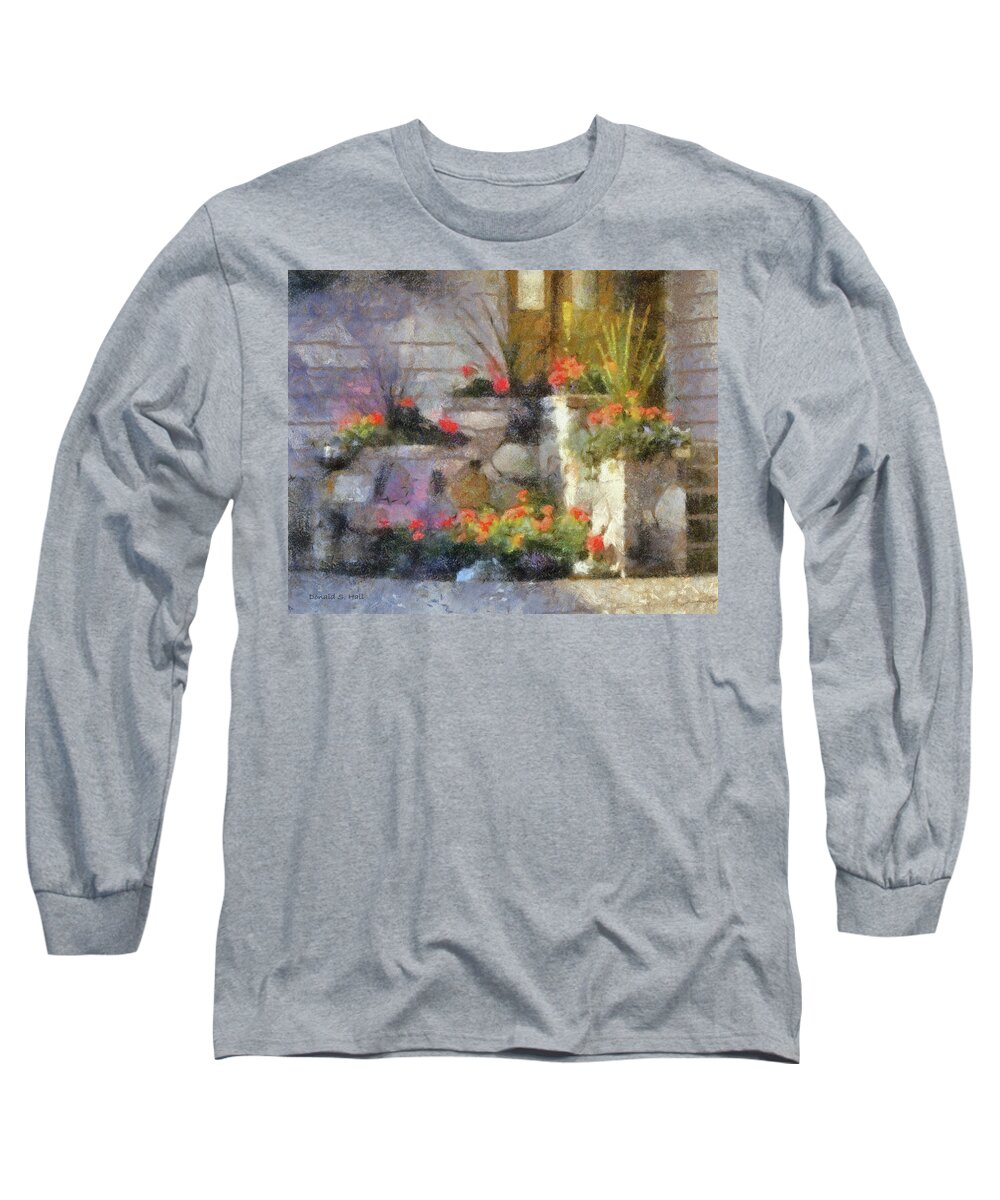 Garden Long Sleeve T-Shirt featuring the digital art Garden Steps by Donald S Hall