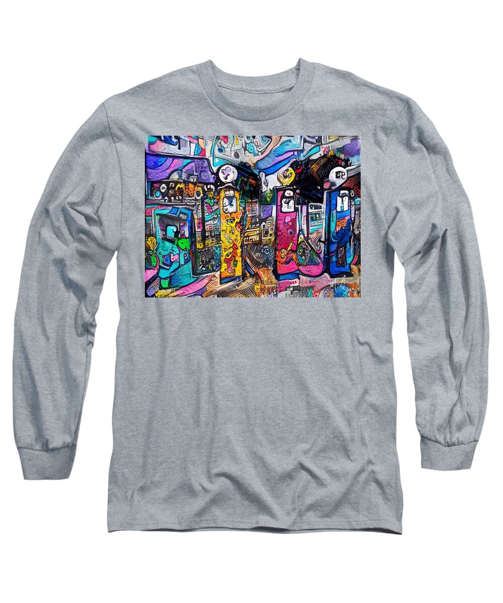 Gas Station Long Sleeve T-Shirt featuring the digital art Gas Station by Mark Taylor
