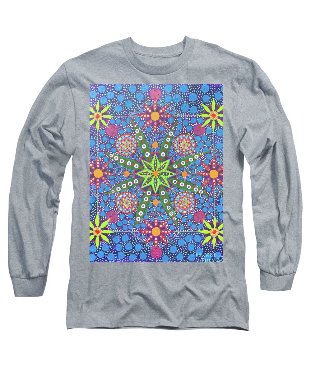 Ayahuasca Long Sleeve T-Shirt featuring the painting Geometry of an Arkana by Howard Charing