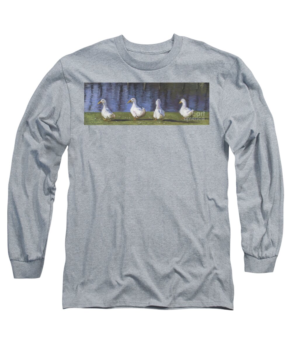 Ducks Long Sleeve T-Shirt featuring the painting Getting Your Ducks in a Row by Terri Meyer