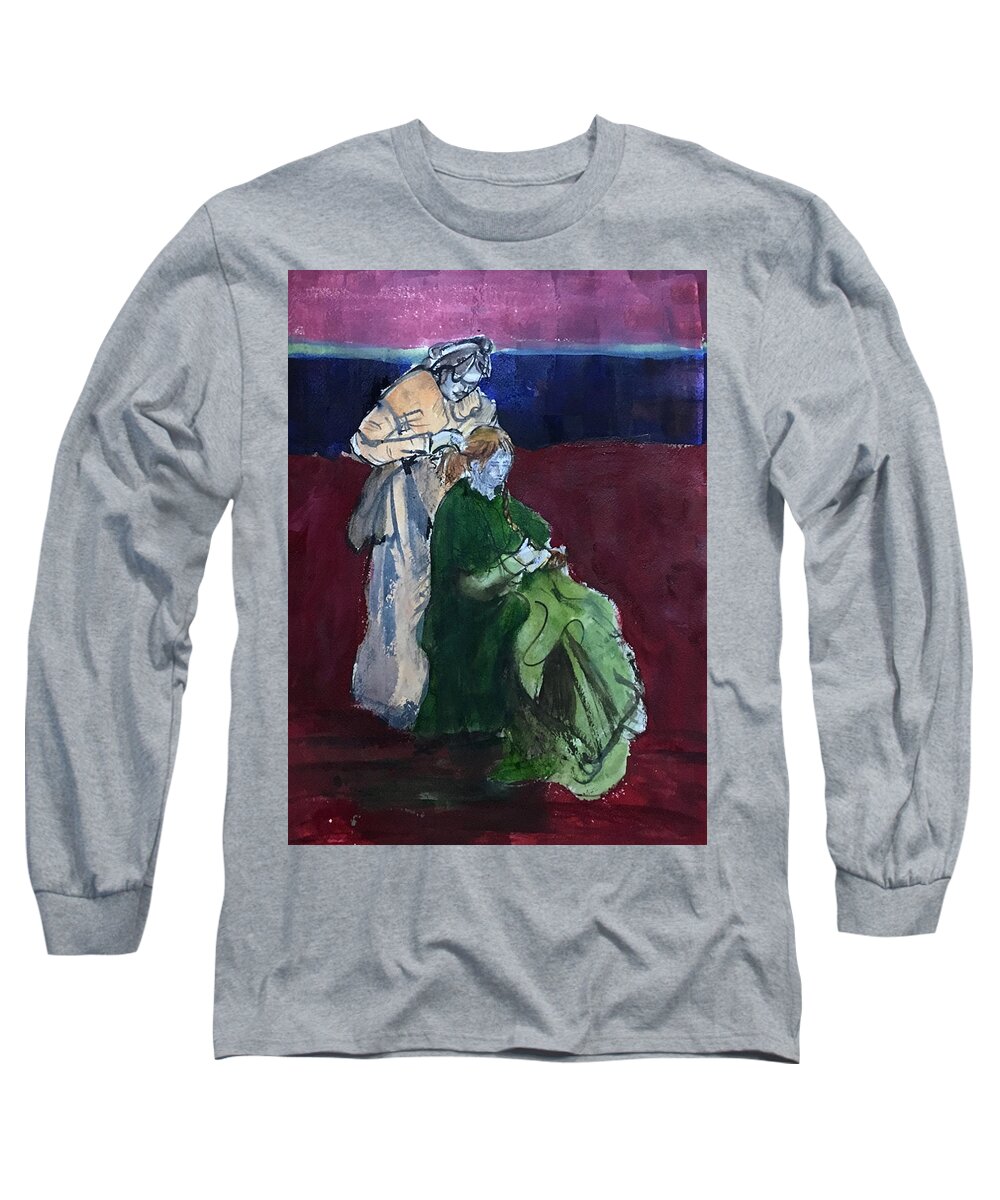 Figurative Long Sleeve T-Shirt featuring the painting Ghost of my Mother by Carole Johnson