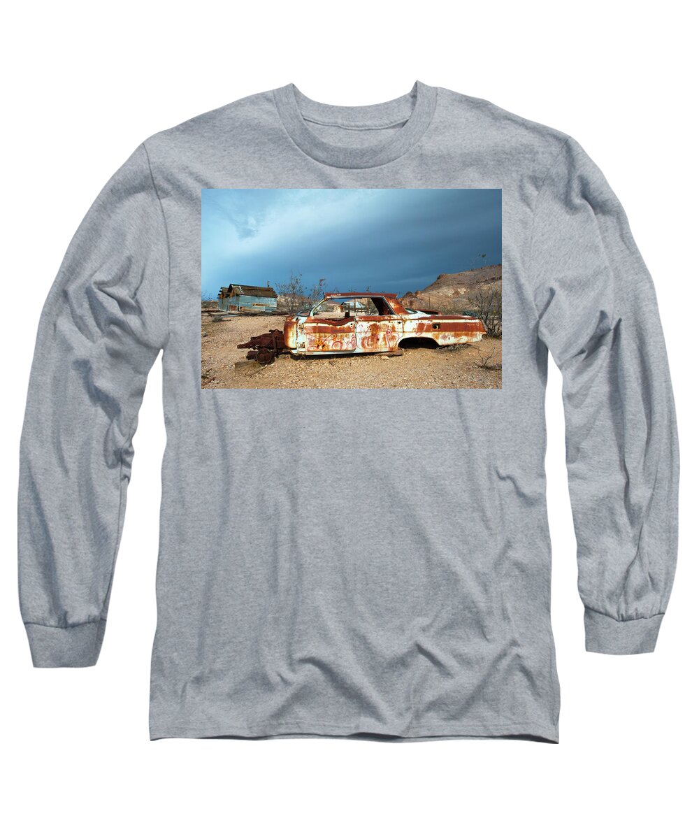 Ghost Town Long Sleeve T-Shirt featuring the photograph Ghost Town Old Car by Catherine Lau
