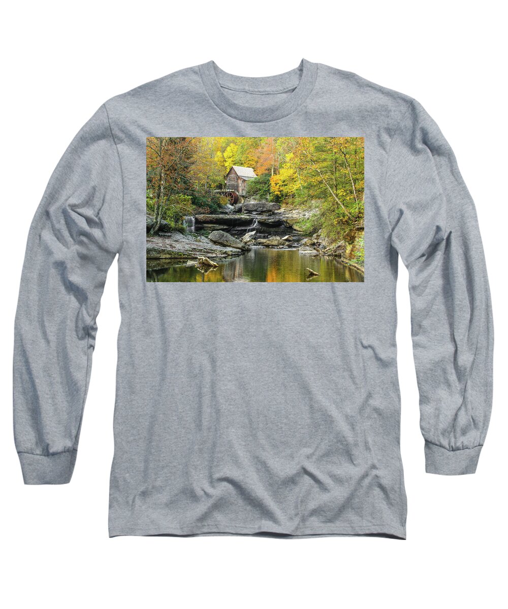 Glade Creek Long Sleeve T-Shirt featuring the photograph Glade Creek Grist Mill #1 by Tom and Pat Cory