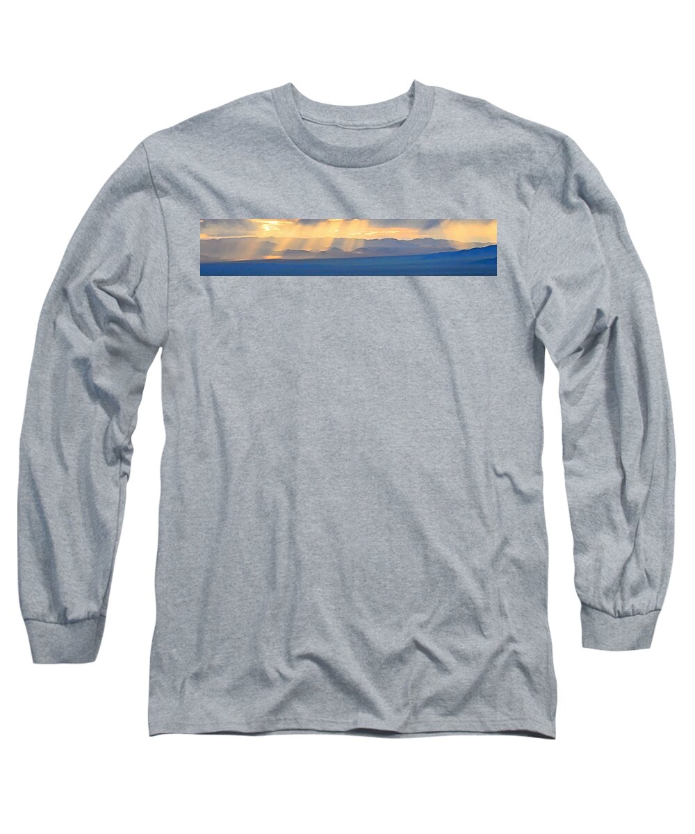 Great Basin National Park Long Sleeve T-Shirt featuring the photograph God's Rays Over the Great Basin by Don Mercer