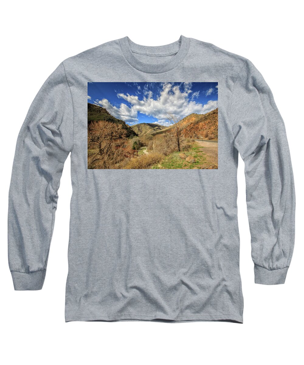 Colorado Long Sleeve T-Shirt featuring the photograph Golden Colorado Scenic ByWay by Peter Ciro
