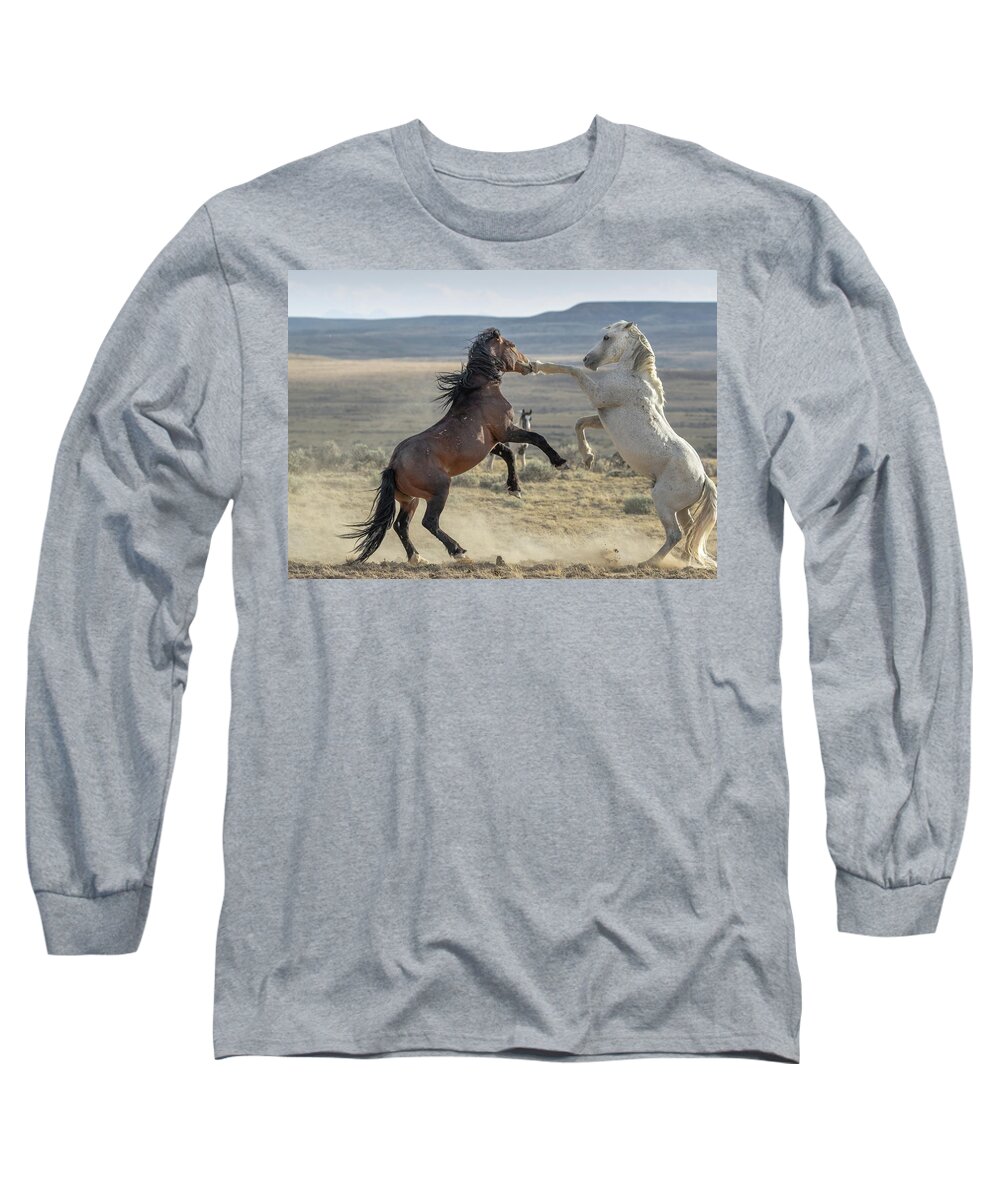 Horses Long Sleeve T-Shirt featuring the photograph Good Left Hook by Ronnie And Frances Howard