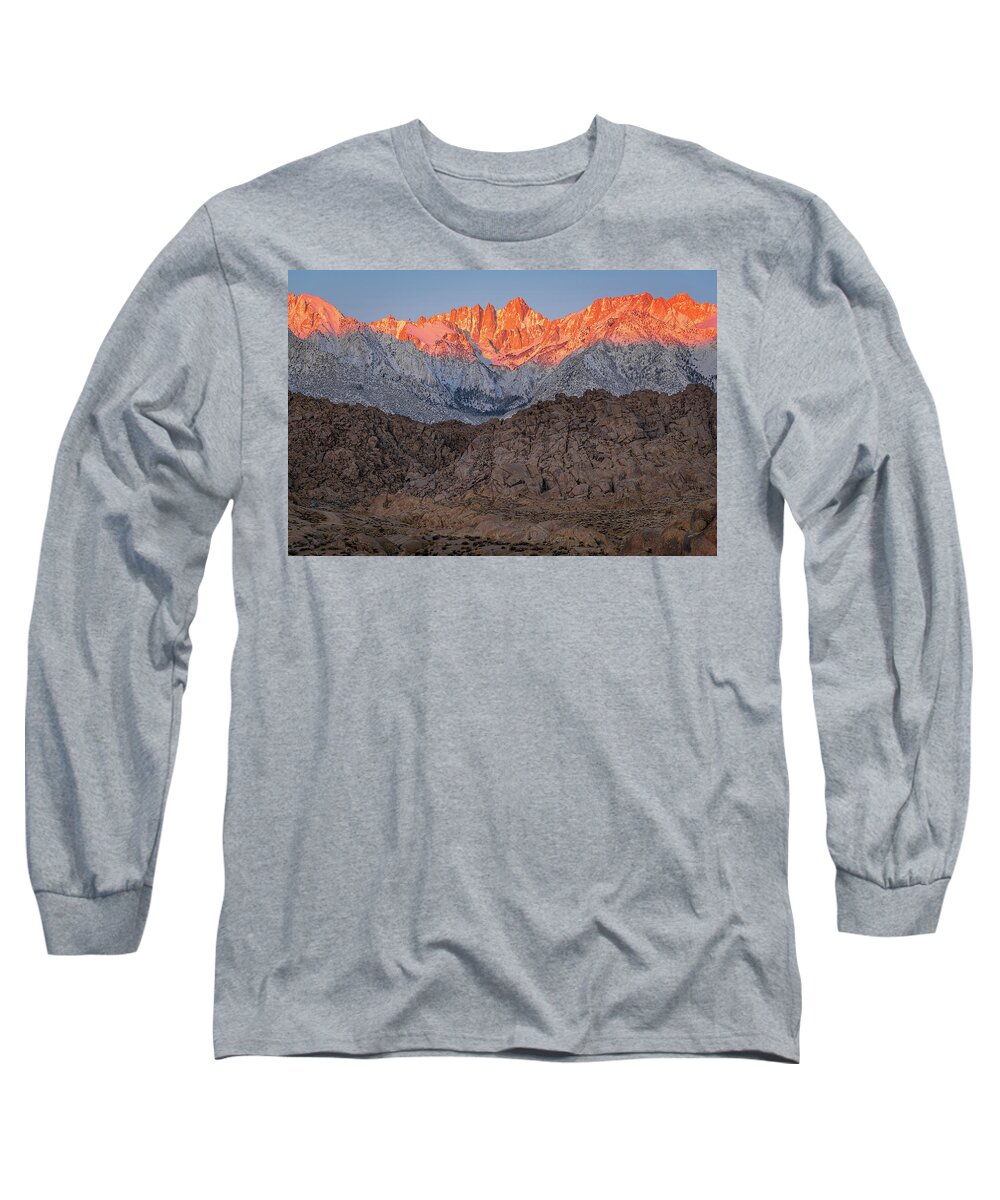 Alabama Hills Long Sleeve T-Shirt featuring the photograph Good Morning Mount Whitney by John Hight