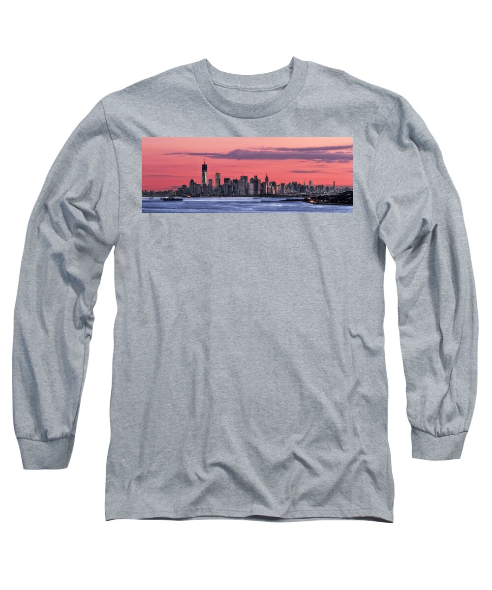 Sunrise Long Sleeve T-Shirt featuring the photograph Good Morning New York by Evelina Kremsdorf