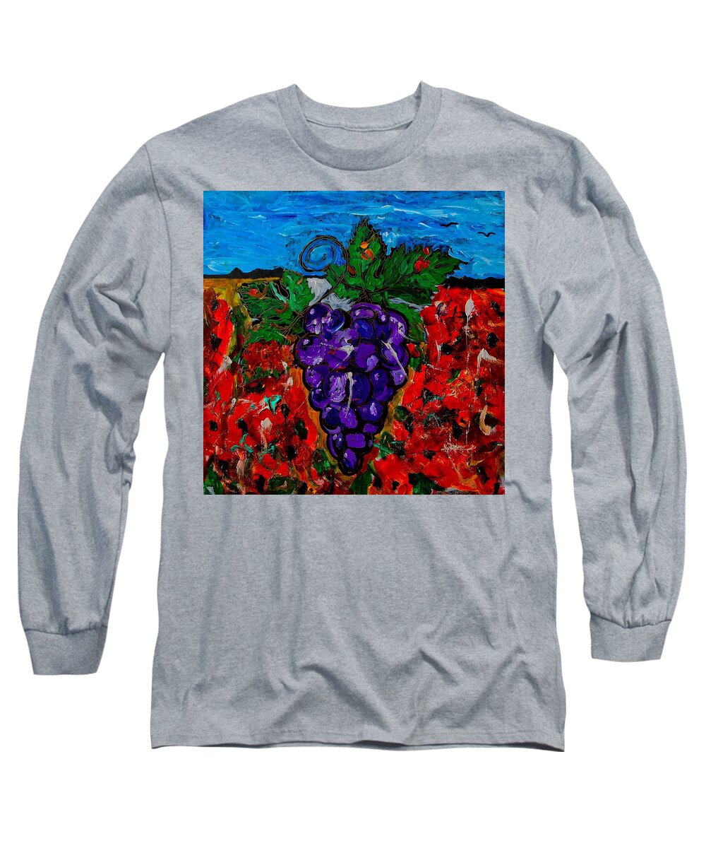 Wine Long Sleeve T-Shirt featuring the painting Grape Jazz by Neal Barbosa