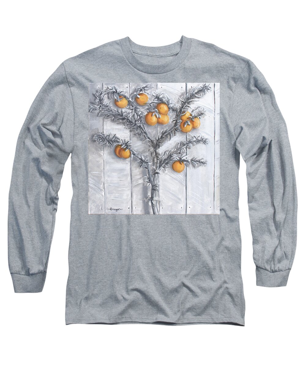 Oranges Long Sleeve T-Shirt featuring the painting Grayscale Oranges by Stephen Krieger