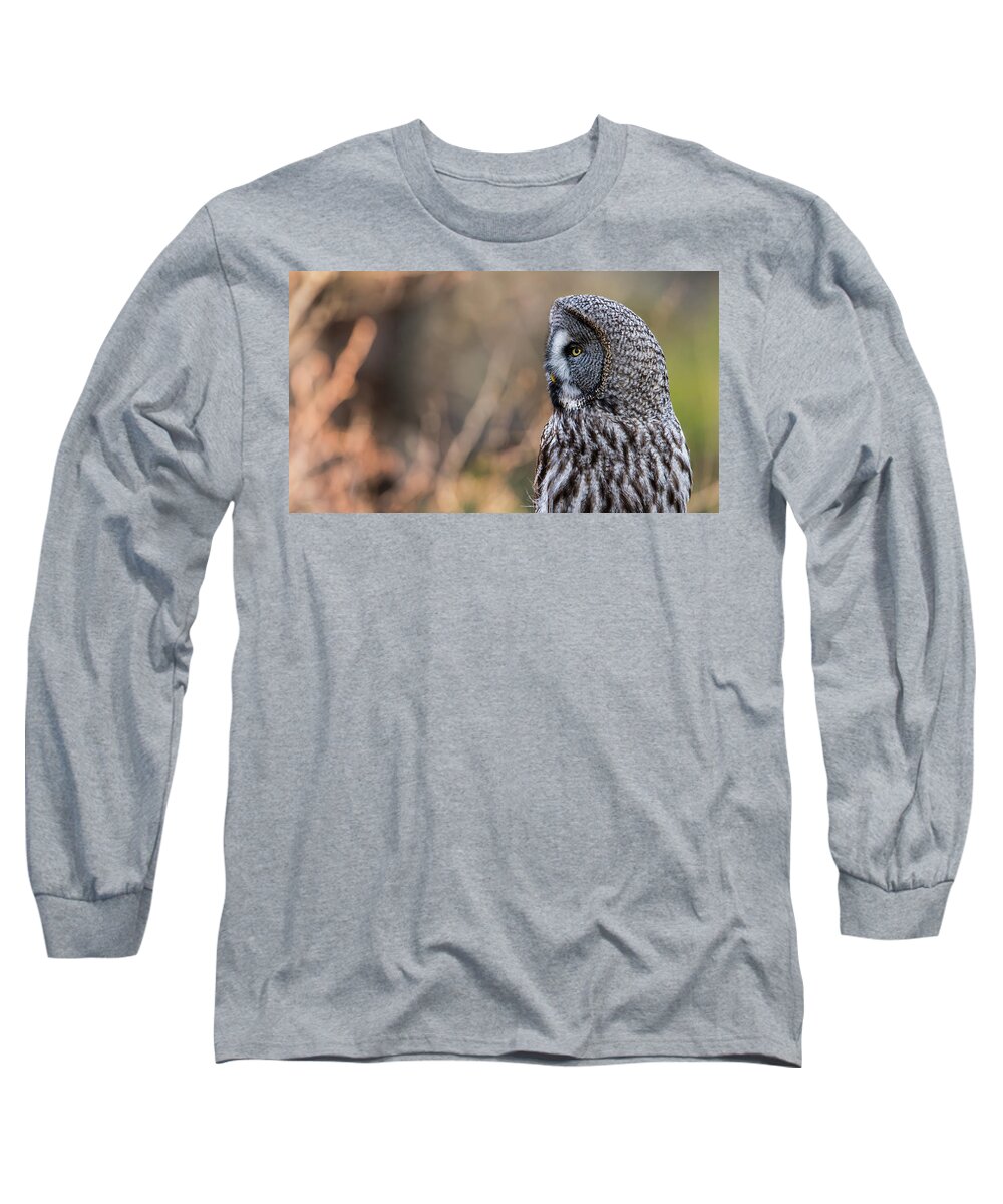 Great Greys Profile Long Sleeve T-Shirt featuring the photograph Great Grey's Profile by Torbjorn Swenelius