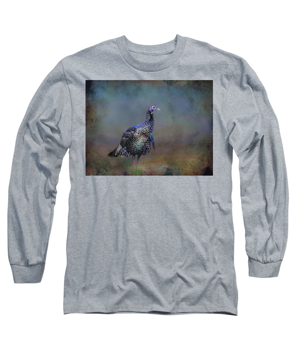Animal Long Sleeve T-Shirt featuring the painting Great Smokey Turkey by Ches Black